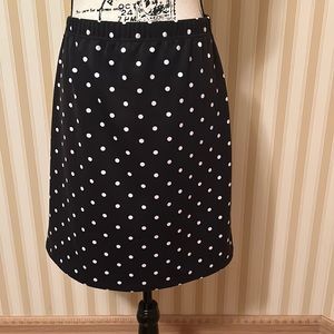 Talbots elastic waist, black & white polka dot A-line skirt. Size P. Unlined.